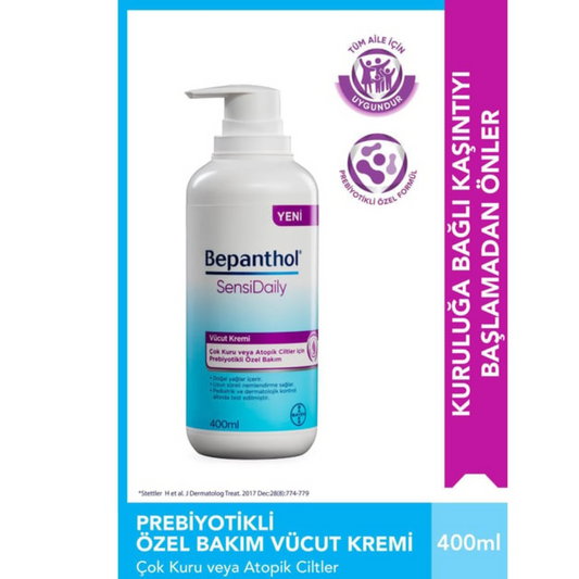 Hassas ciltler için vcut kremi 400 ml, prebiyotik özel bakım vücut kremi