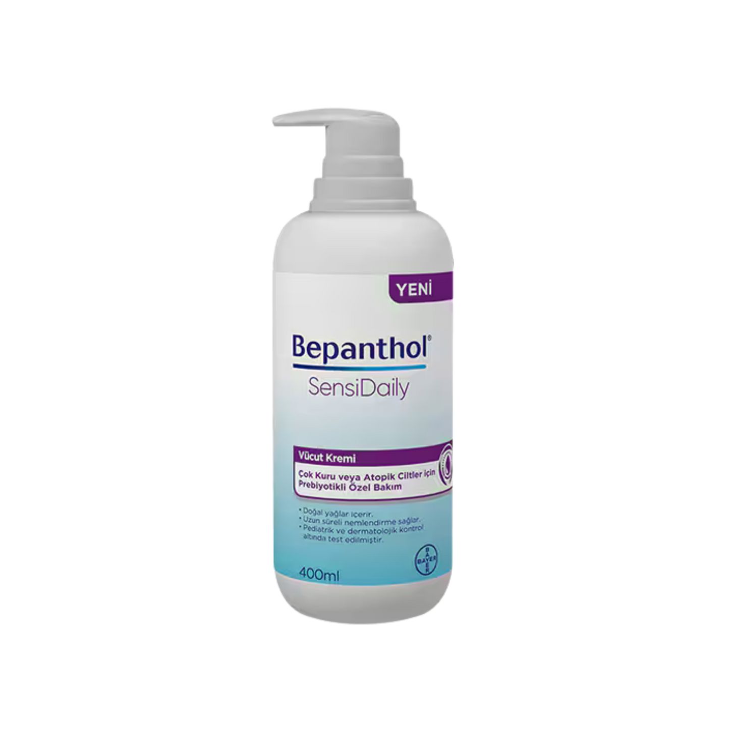 Bepanthol hassas ciltler için vcut kremi 400 ml beyaz pompalı şişe