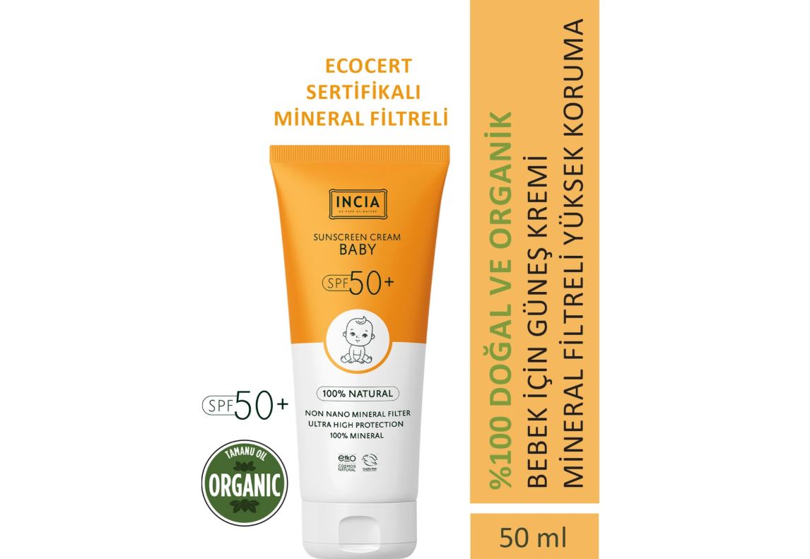 Meliya Kozmetik bebekler için UVA UVB korumalı güneş kremi SPF 50 organik mineral filtreli 50 ml