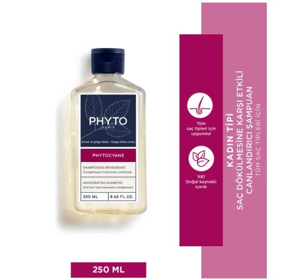Phyto Phytocyane Invigorating Shampoo Kadın Tipi Saç Dökülmesine Karşı Etkili Canlandırıcı Şampuan 250 ml - Meliya Kozmetik