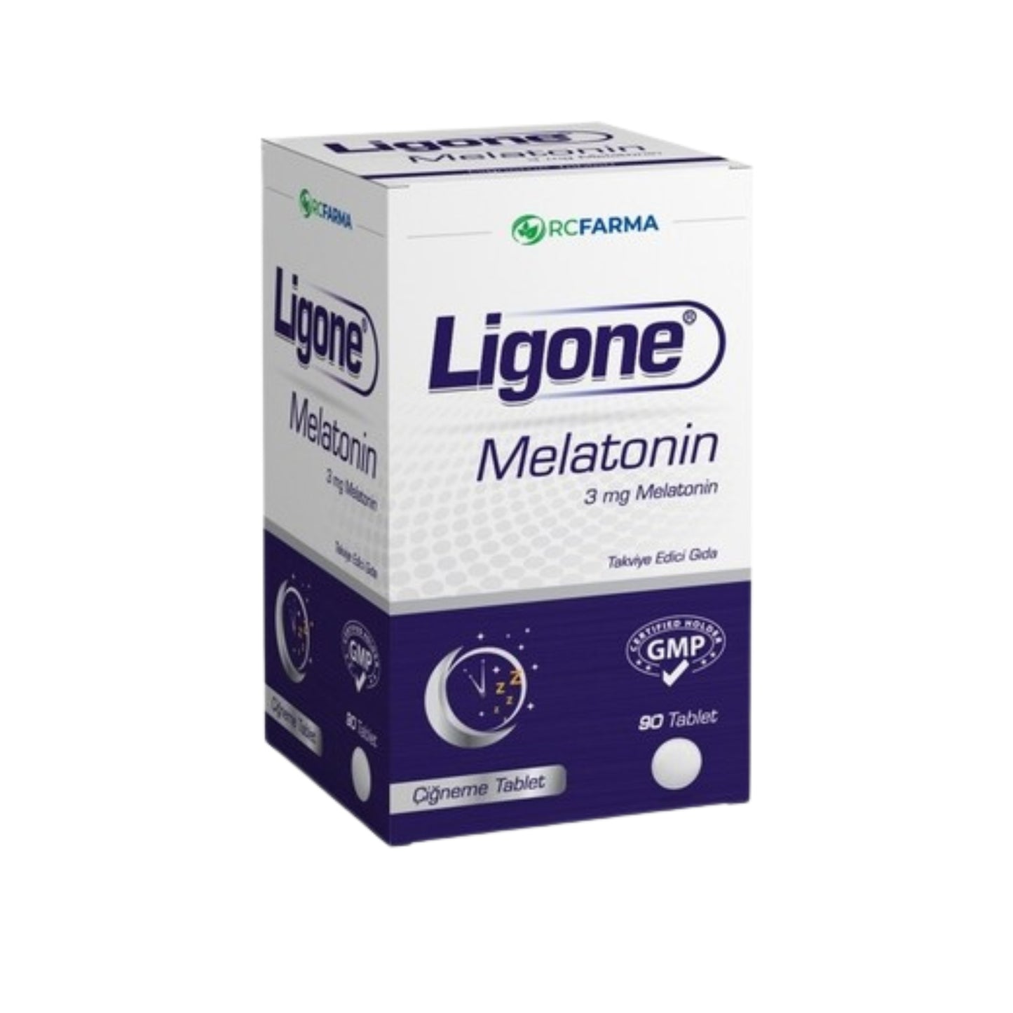 Meliya Kozmetik Ligone Melatonin 3 mg 90 tablet uyku düzeni için takviye kutusu