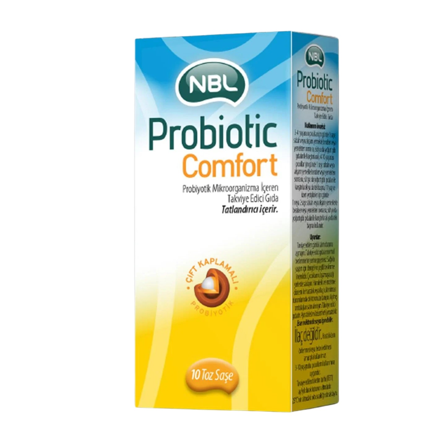 Meliya Kozmetik NBL Probiotic Comfort probiyotik sindirim sistemi desteği içeren 10 toz saşe paketi