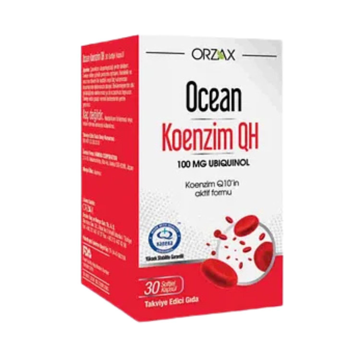 Meliya Kozmetik Ocean Koenzim QH hücresel enerji takviyesi 100 mg ubiquinol takviye edici gıda kutusu