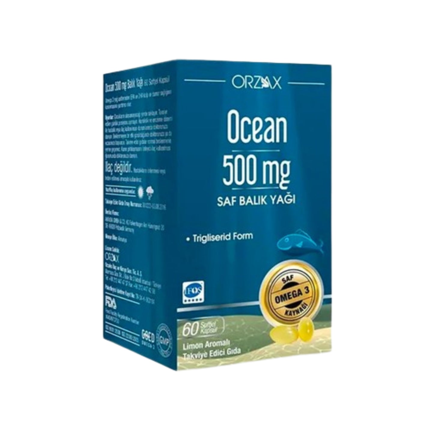 Meliya Kozmetik Ocean 500 mg saf balık yağı kalp ve beyin sağlığı için omega 3 kapsülleri