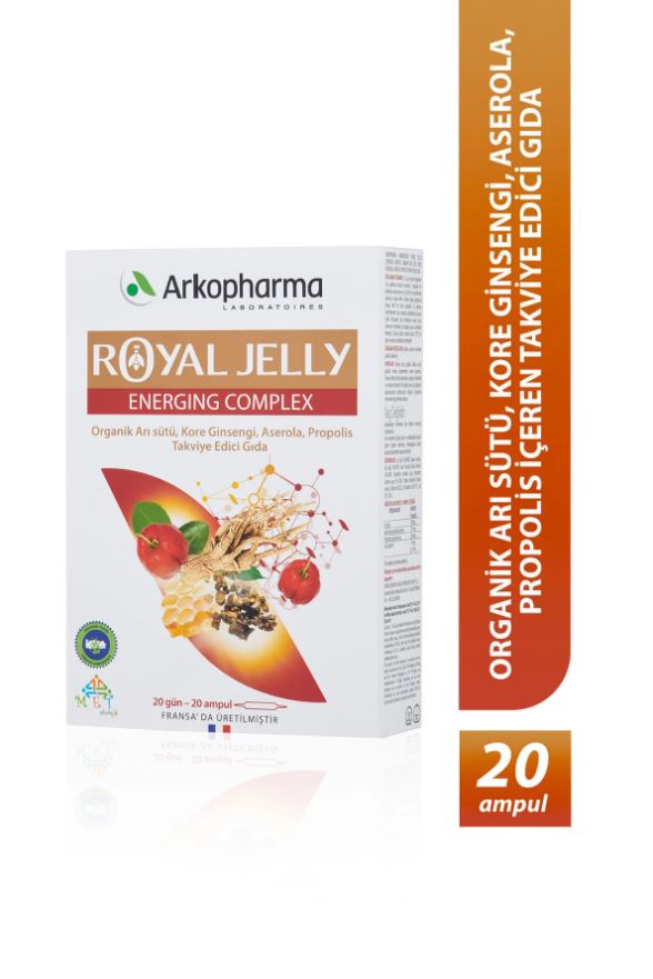 Arkopharma Royal Jelly Energizing Complex 20 Ampul – Arı Sütü, Ginseng ve Propolis ile Doğal Enerji Desteği - Meliya Kozmetik