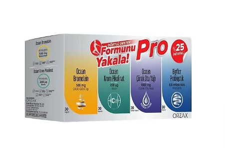Ocean Formunu Yakala Pro 4'lü Set 30 Kapsül - Bromelain + Krom Pikolinat + Çörek Otu Yağı + Bigflor Probiyotik - Meliya Kozmetik