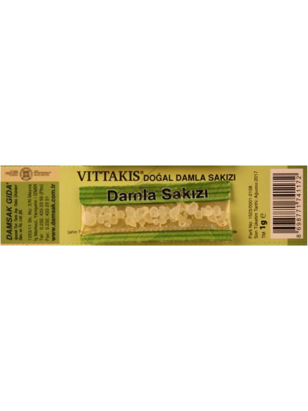 Meliya Kozmetik doğal damla sakızı aromalı ürün Vıttakıs damla sakızı küçük paket içinde