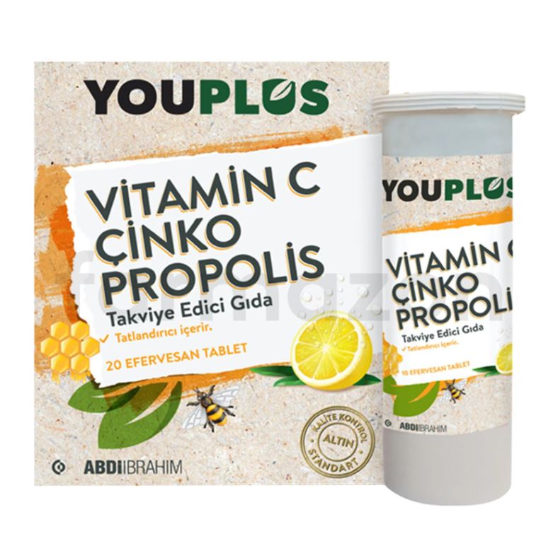 Youplus Vitamin C Çinko Propolis 20 Efervesan Tablet