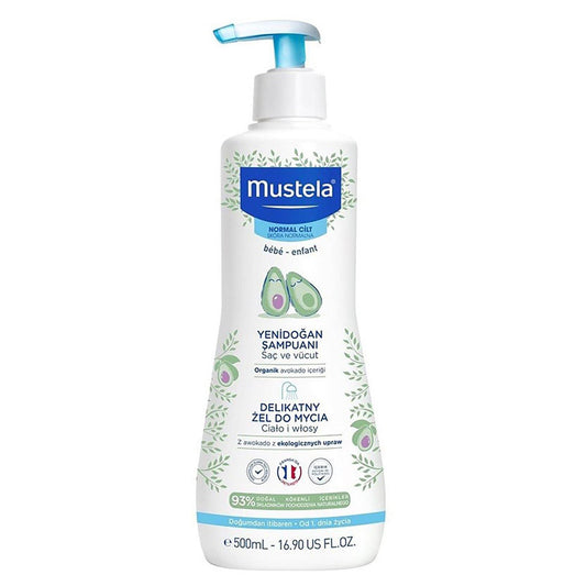 Mustela Organik Avokado İçeren Yenidoğan Bebek Şampuanı 500 ml – Göz Yakmayan, Doğal İçerikli Saç ve Vücut Temizliği - Meliya Kozmetik