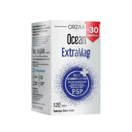 Ocean Extramag 120 Tablet – Magnezyum, B6 Vitamini ve Çinko İçeren Takviye Edici Gıda