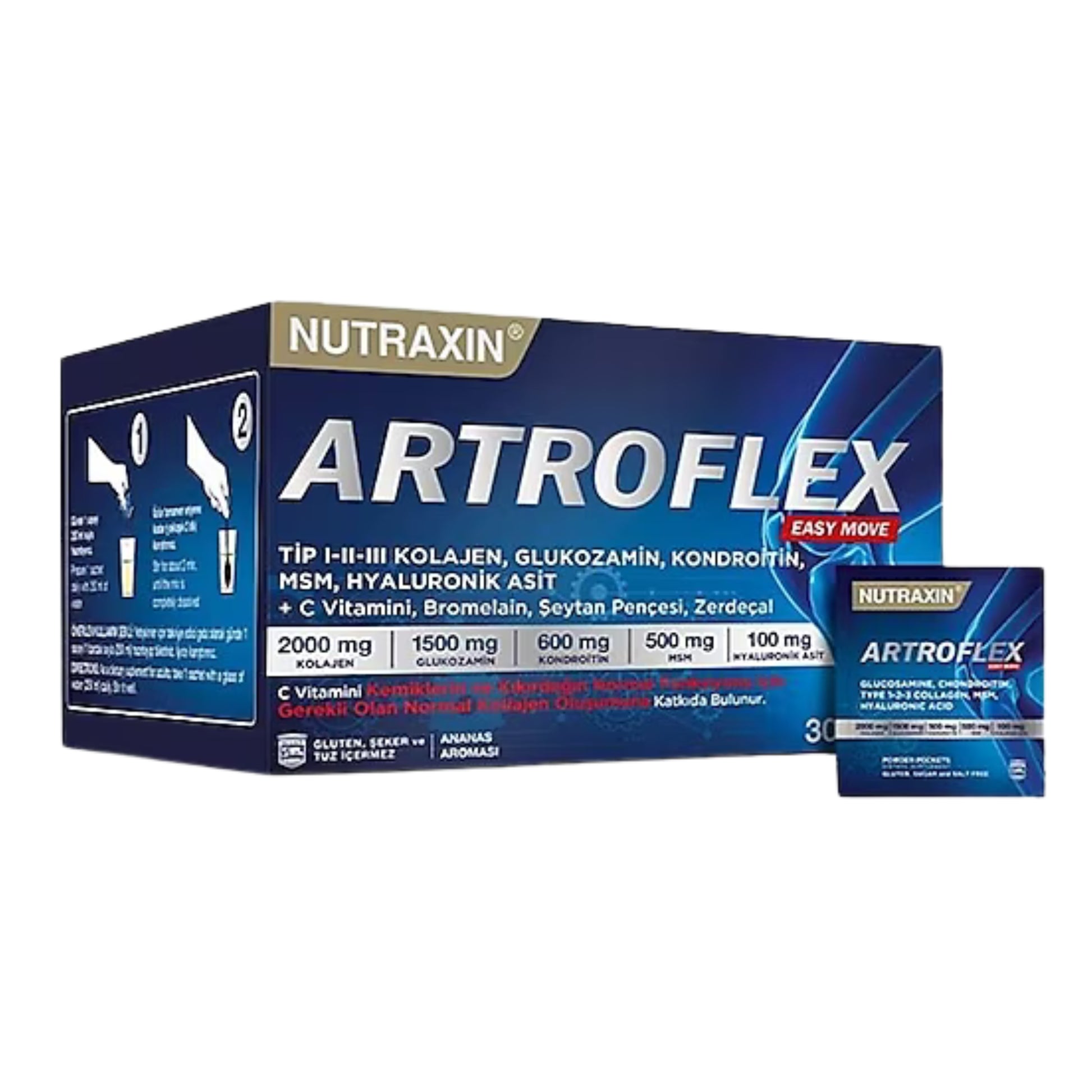 Nutraxin Artroflex Easy Move 30 Saşe – Kolajen, Glukozamin ve MSM İçeren Eklem ve Kıkırdak Desteği - Meliya Kozmetik