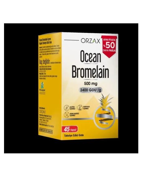 Ocean Bromelain 500 mg 45 Kapsül (%50 Daha Fazla)