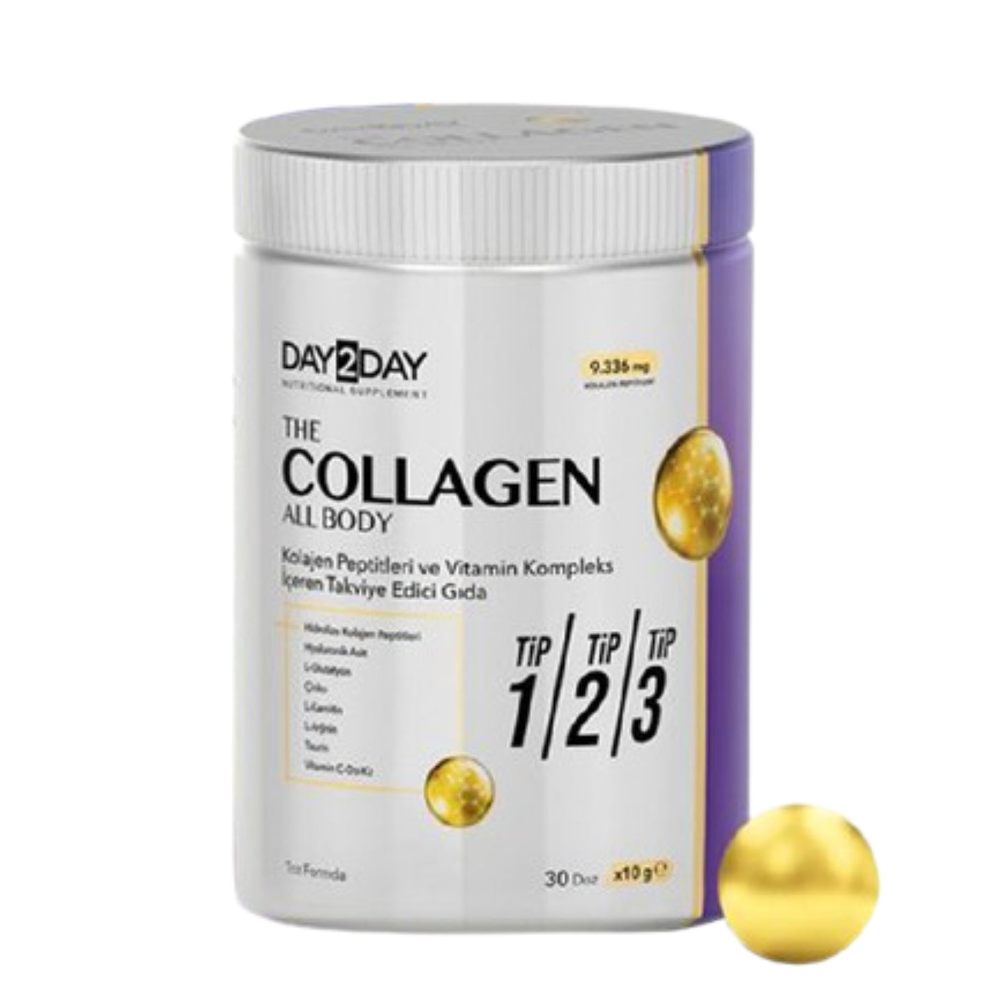 Day2Day The Collagen All Body Toz 300 gr – Tip 1, 2, 3 Kolajen + C Vitamini ile Saç, Cilt, Eklem ve Kas Desteği