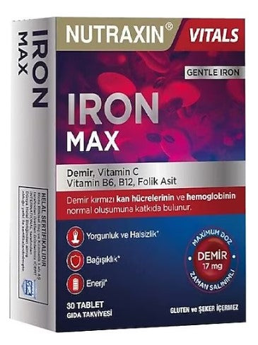 Nutraxin Iron Max 17 mg 30 Tablet - Meliya Kozmetik
