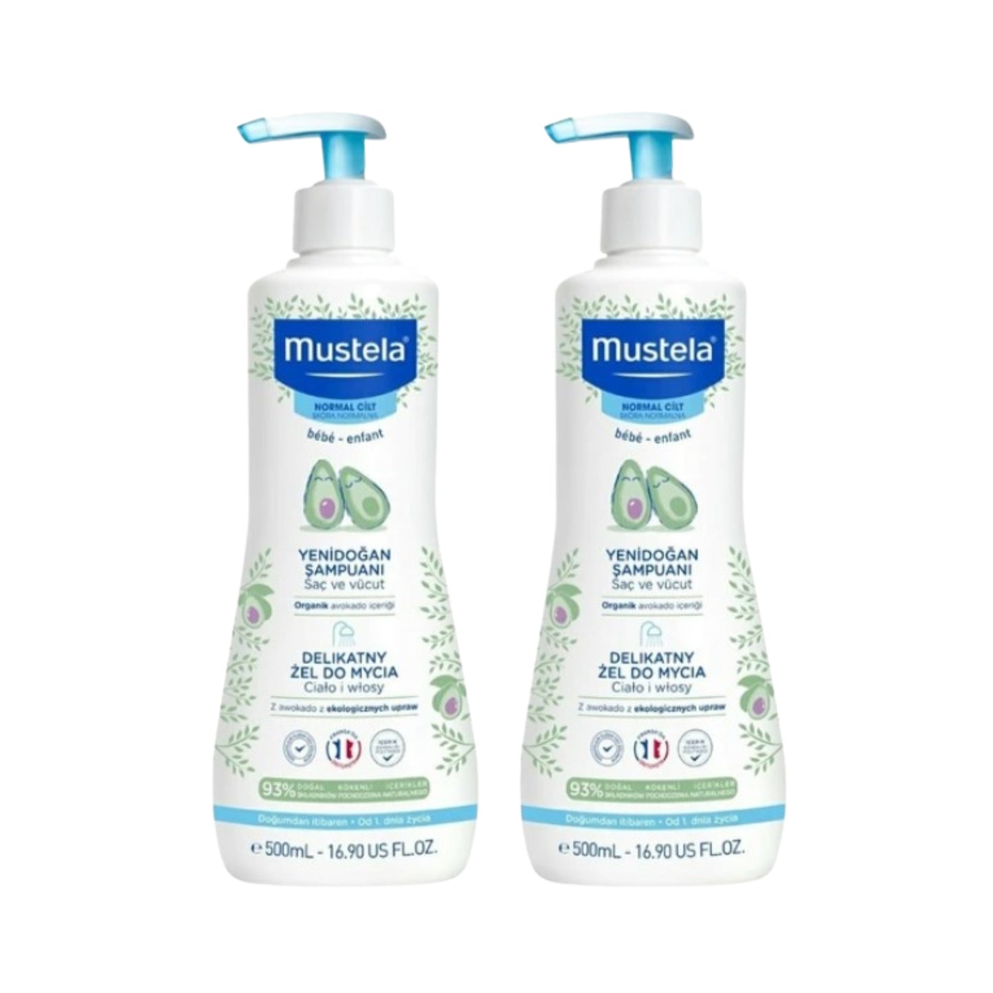 Ada Music Mustela yenidoğanlar için doğal şampuan saç ve vücut yıkama jeli 500ml pompalı şişe
