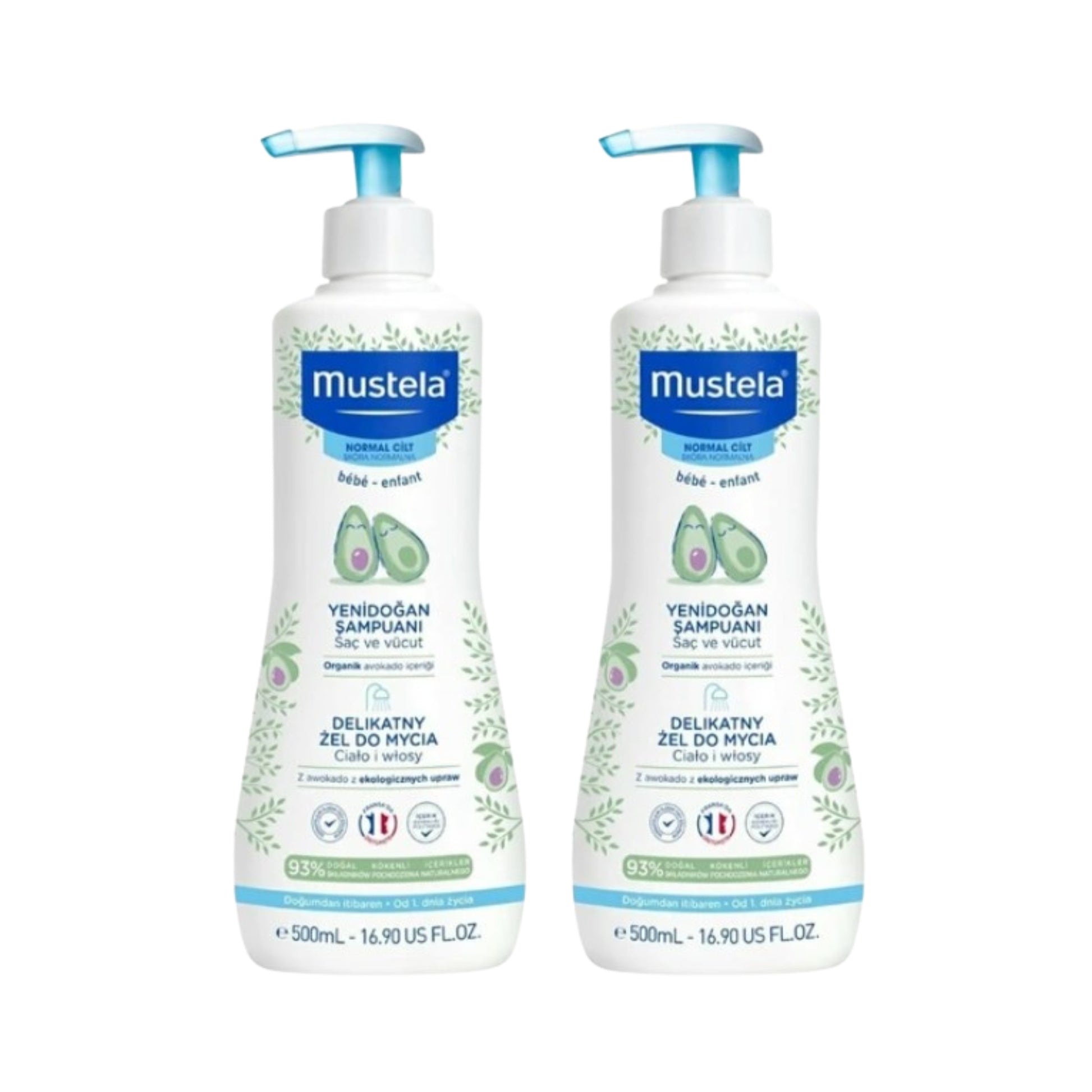 Ada Music Mustela yenidoğanlar için doğal şampuan saç ve vücut yıkama jeli 500ml pompalı şişe