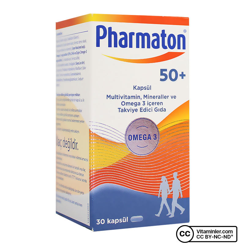 Meliya Kozmetik Pharmaton 50 yaş üstü vitamin takviyesi multivitamin kapsül kutusu