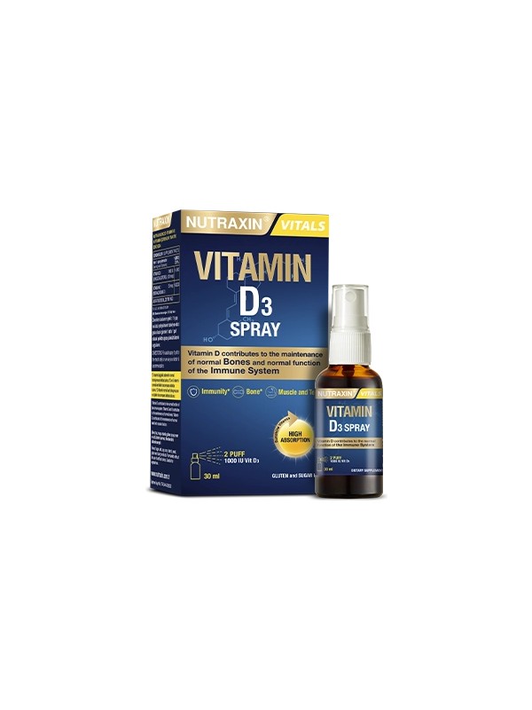Nutraxin Vitamin D3 Sprey 1000 IU 30 ml - Meliya Kozmetik